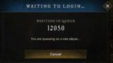 New World Waiting to login position in queue 1900 you are queueing as new play-How long have to wait