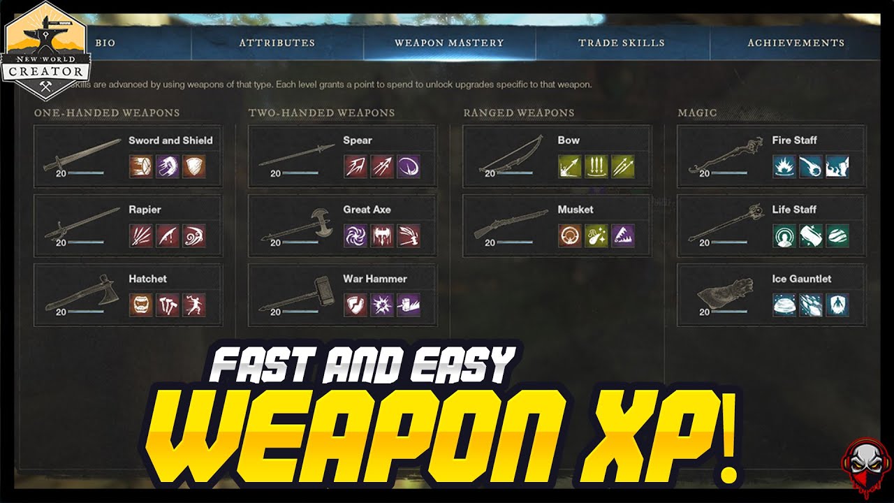 NEW WORLD TOP 3 WEAPON XP FARMING LOCATIONS! I GOT ALL WEAPONS TO 20