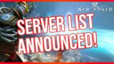 New World Launch Day SERVER LIST ANNOUNCED! Official Twitter Update & News!