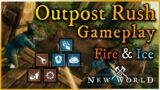 New World Outpost Rush Gameplay – Lvl 60 New World 20v20 PvP Battleground, Ice Gauntlet + Fire Staff