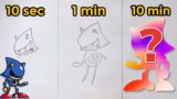 Drawing fnf Metal Sonic mod in 10 seconds, 1 minute, 10 minutes | Friday Night Funkin’