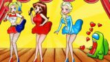 Elsa vs Harley Quinn and Girlfriend FNF In Fashion Week | Among Us Animation | WOA Barbie Story