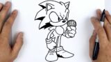 HOW TO DRAW SONIC EXE FAKER | Friday Night Funkin (FNF) – Easy Step By Step Tutorial For Beginners