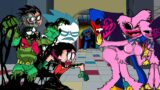 PIBBY Robin vs Huggy Wuggy & Kissy Missy (Corrupted Characters) FNF Teen Titan Mod x Poppy Playtime