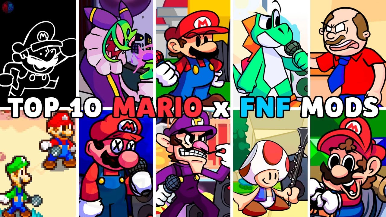 Top 10 Mario X Fnf Mods Vs Super Mario Luigi Waluigi Jeffy Yoshi