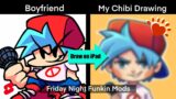 Drawing FRIDAY NIGHT FUNKIN MODS in chibi style | Boyfriend #shorts