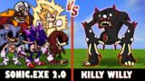 FNF Sonic.EXE 2.0 vs. Killy Willy | Minecraft (ONE HIT!?)
