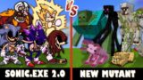 FNF Sonic.EXE 2.0 vs. NEW Mutant Creatures V3 | Minecraft (SHEEESHH!?)