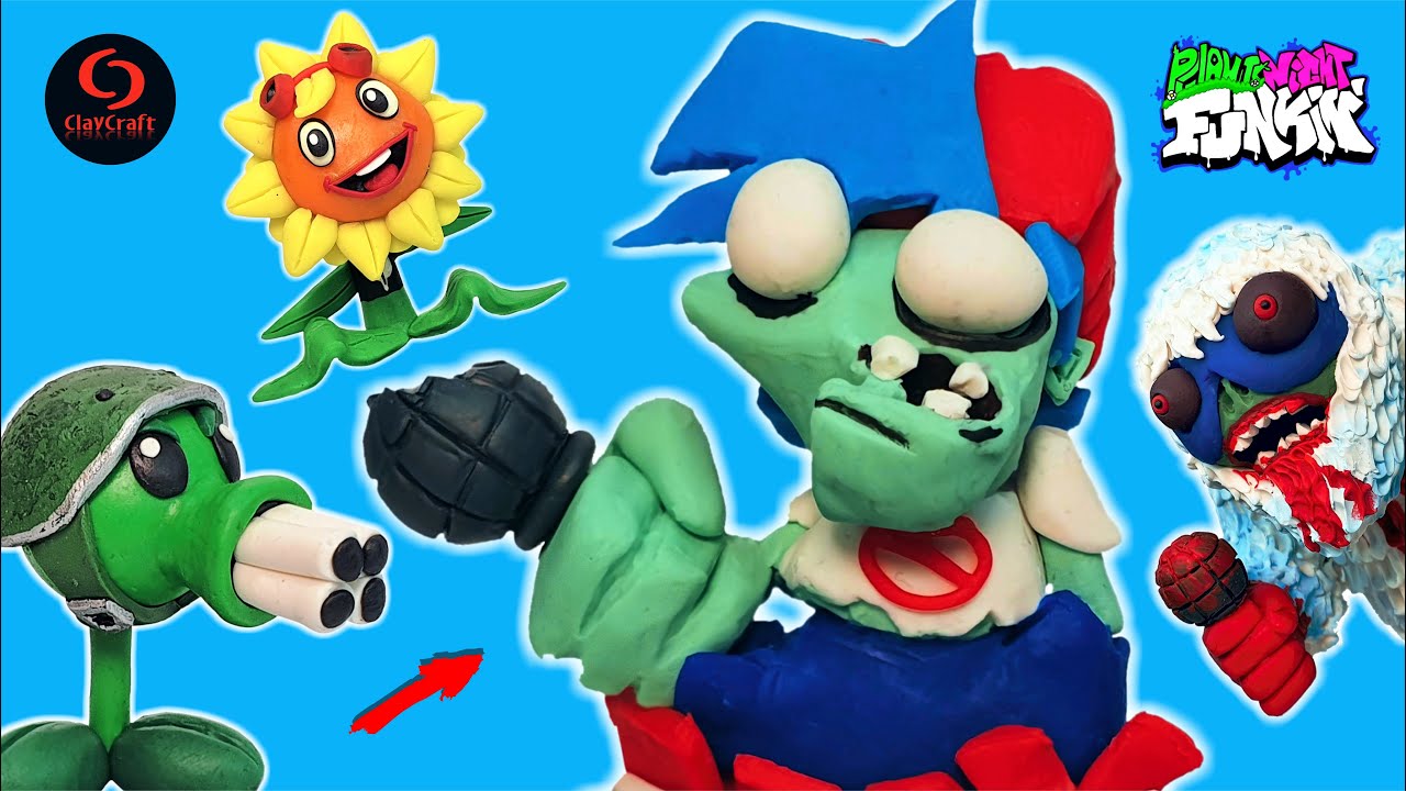 FNF VS Plants vs Rappers with clay Boyfriend Zombie PVZ Mod Zombies