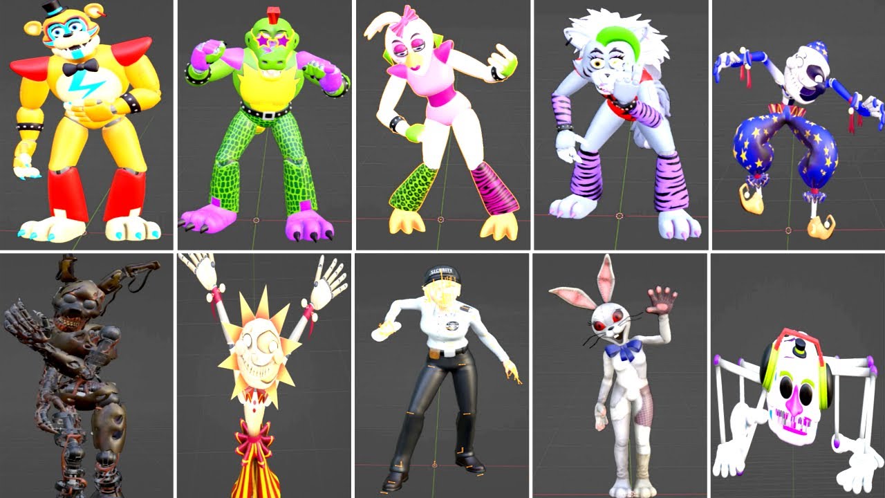 Five Nights at Freddy's Security Breach ALL ANIMATIONS New World