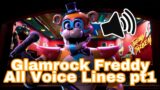Glamrock Freddy All Voice Lines Part 1 ||FNAF: Security Breach||