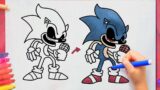 How to draw Sonic exe FNF | Friday Night Funkin