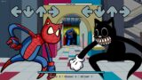 Spider Cat Vs Cartoon Cat (Spiderman Mod Characters) // Playtime // FNF New Mod x Poppy Playtime