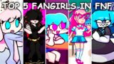 Top 5 Fangirls in Friday Night Funkin' (VS Sky, Cloud, GIFany, Singe and Sear, Boo Queen)