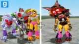 All Chica girls transforms into fnaf sb combined and destroyed In Garry's Mod! (Five Nights Freddy)