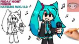 How To Draw Hatsune Miku 2.0  – Friday Night Funkin Mod | FNF | Easy Step By Step Drawing Tutorial