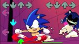 Sonic Bot vs Sonic.exe cartoon in Friday Night Funkin