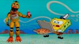 fnaf Chica trying to get a pizza from Spongebob