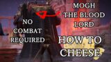 HOW TO CHEESE: MOGH LORD OF BLOOD in Elden Ring NO COMBAT REQUIRED 600k RUNES WITH GOLD FOOT