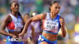 Allyson Felix RETURNS to help lead USA into 4×400 relay finals at Worlds | NBC Sports