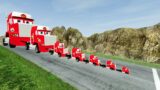 Big & Small Lightning Mcqueen Mack Truck vs DOWN OF DEATH in   BeamNG.drive