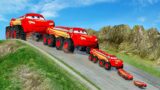 Big & Small Lightning Mcqueen with BTR wheels vs DOWN OF DEATH in BeamNG.drive