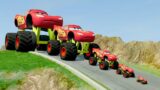 Big & Small Monster Truck Lightning Mcqueen vs DOWN OF DEATH in BeamNG.drive