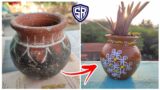 How to make attractive Terracotta flower vase | DIY | old pot transformation @ SaRa Creations