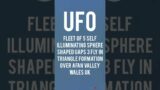 UFO Fleet of 5 seemingly self illuminating sphere shaped UAPS 3 fly in triangle fleet formation