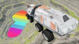 BeamNG drive – Leap Of Death Car Jumps & Falls Into Rainbow Colors Lake #10 | BeamNG-Destruction