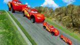 Big & Small Lightning Mcqueen vs DOWN OF DEATH in BeamNG.drive