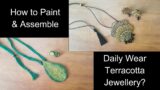 #86 How to paint & assemble Terracotta Jewellery Daily wear Pendant Set? |#terracottajewellerymaking