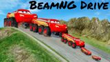 Big & Small Lightning Mcqueen with BTR wheels vs DOWN OF DEATH in BeamNG.drive