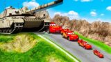 Big & Small Lightning Mcqueen with Super Tank vs Down of Death – Cars vs Deep Water – BeamNG.Drive