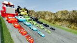 Big & Small Lightning Mcqueen's Friends vs DOWN OF DEATH in – BeamNG .drive