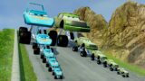 Big & Small Monster Truck Chick Hicks VS Big & Small King Dinoco vs DOWN OF DEATH in BeamNG.Drive