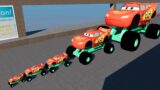 Big & Small Monster Truck Lightning Mcqueen Vs DOWN OF DEATH In BeamNG Drive