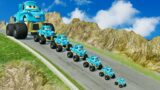 Big & Small Monter Truck Tokyo Mater vs ROAD OF DEATH in BeamNG.drive
