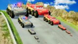 Big & Small Police Lightning Mcqueen vs Big & Small Mcqueen vs DOWN OF DEATH in BeamNG.drive