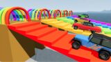 Cars vs Water Slide Colors DOWN OF DEATH on BeamNG Drive