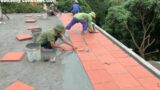 Construction And Installation Of Terracotta Ceramic Tiles On The Concrete Ceiling Of Houses