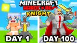 I Survived 100 DAYS as a KNIGHT in a SECRET BASE in Minecraft HARDCORE!
