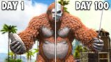 I Survived 100 Days As A Monkey In Ark Survival Evolved….