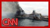 Images appear to show final moments of Russian warship