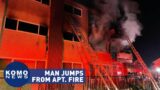 Man jumps from second-story balcony to escape apartment fire