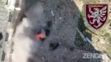 Moment Ukrainian Paratrooper Drone Drops Bomb On Group Of Russian Soldiers
