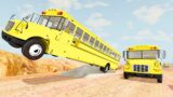SCHOOL BUSES jump   Death race on a long desert road Video about cars BeamNG Drive