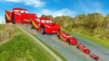 Small & Giant Car and Lightning McQueen vs Down of Death in BeamNG.Drive