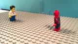 Spider-man beats up a man in LEGO city