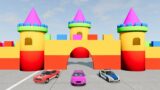 Sports Car with Lighting McQueen Racing DOWN OF DEATH to Castle on BeamNG Drive
